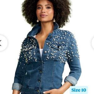 Pearl Embellished Denim Jacket